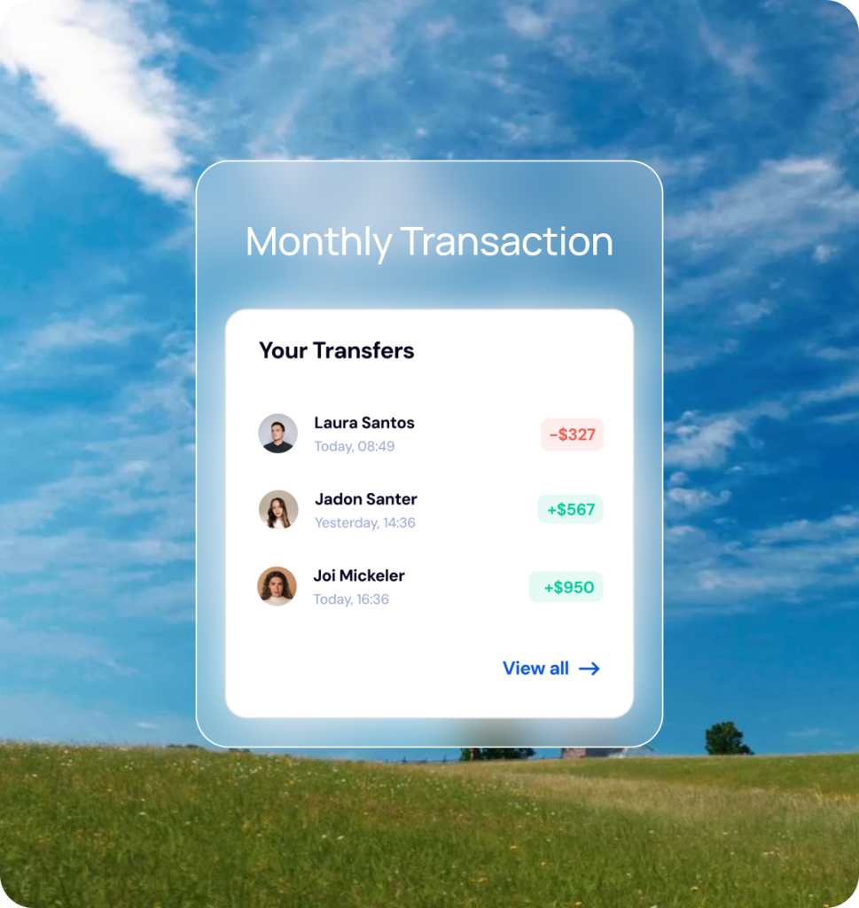 Monthly transactions dashboard preview